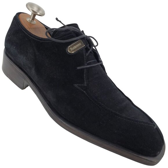 Cesare Paciotti Italy Mens 10 Dress Shoes Black Suede Leather Square-toe Derby - Picture 1 of 13
